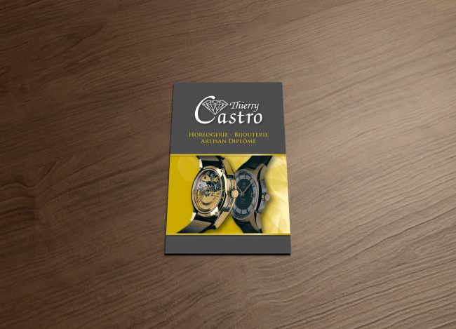 Cartes de visites en couleurs (quadri) 350gr pour la bijouterie Castro à 4920 Aywaille